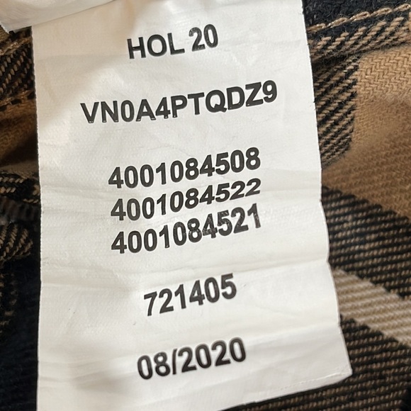 VANS CLASSIC FIT PLAID FLANNEL FULL ZIP SHACKET TAN GRAY JACKET POCKETS SMALL - Picture 7 of 7